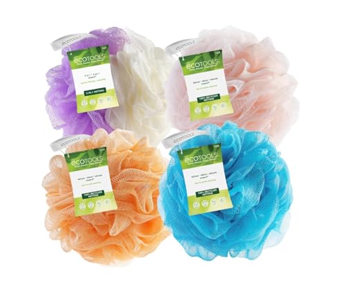 Bath Sponge | Exfoliating Loofah, Assorted Colors, 4 Count