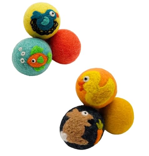 Cat Toy | 100% New Zealand Wool, Pack of 6, Handmade