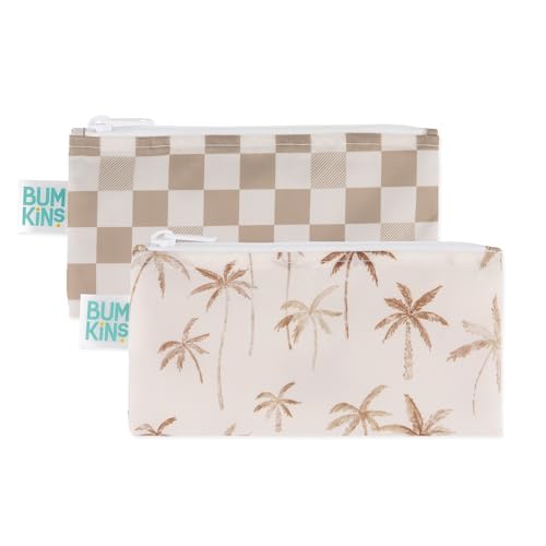 Reusable Snack Bags | Washable Fabric, Waterproof, 2-Pack Palm Trees