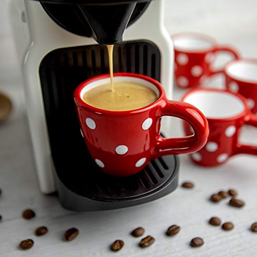 Espresso Cups | Handmade Red and White Polka Dot, Set of 4, 2oz/60ml