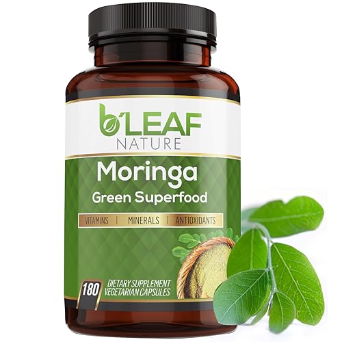 Moringa Capsules | 1000mg, Immune System & Energy Booster, 180 Count