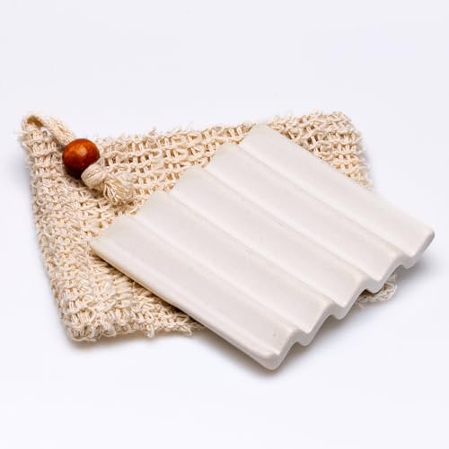 Soap Dish | Self-Draining, 3.5 inches Square, Includes Soap Saver Bag