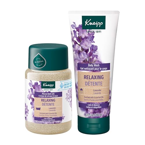 Bath Salt & Body Wash Set | Relaxing Lavender, 17.6 oz & 6.76 fl oz