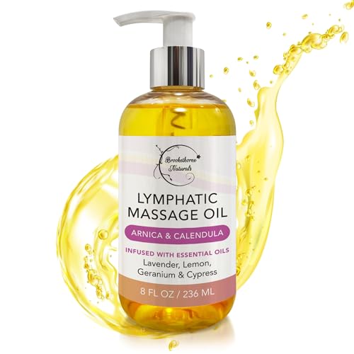 Massage Oil | Natural Lymphatic Drainage, 8oz, Premium Quality with Arnica & Lavender