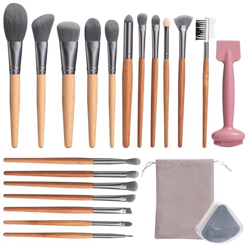 Makeup Brush Set | 20 Pieces, Bamboo Handles, Includes Mask Brush & Triangle Puff