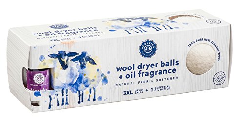 Dryer Balls | 3 Pack XL, 100% New Zealand Wool, Lavender Essential Oil