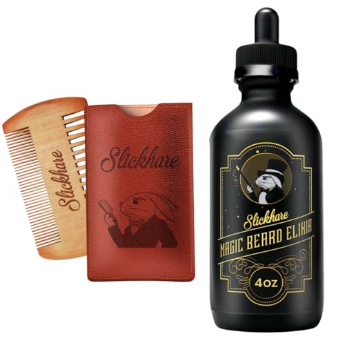 Beard Grooming Set | 100% Natural Elixir Oil (4oz), Pearwood Comb