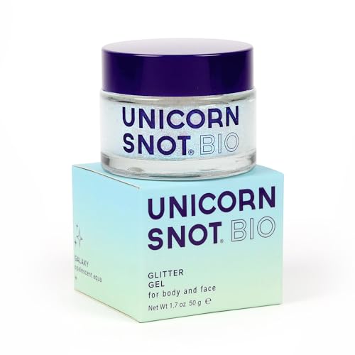 Unicorn Snot Face & Body BIO Glitter - Cosmetic-Grade Holographic Glitter Gel - Plant-Based Glitter Makeup for Festivals, Raves, Anime Cosplay - Safe for Face, Easy Application & Removal (Galaxy)