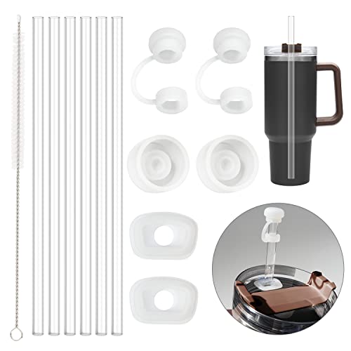 Straw Set | 6 Clear Straws, 2 Silicone Covers, 4 Leak-Proof Stoppers for 30 oz Tumblers