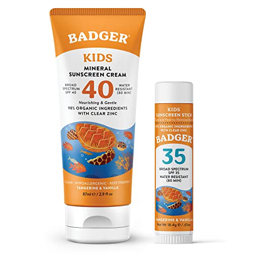 Kids Sunscreen | SPF 40 Cream & SPF 35 Face Stick, Reef Safe, Water Resistant