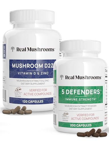 Mushroom Supplement | Vitamin D2, Zinc, 120ct, Immune Support Blend, Vegan, Gluten Free