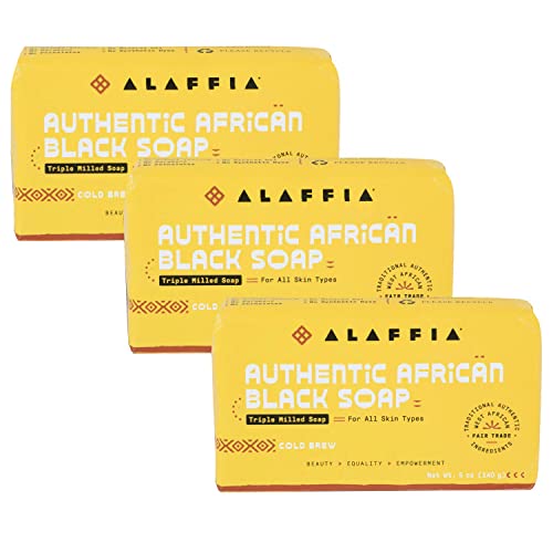 African Black Soap Bar | Triple Milled, Ultra-Moisturizing, Cold Brew, 5 Oz, Pack of 3