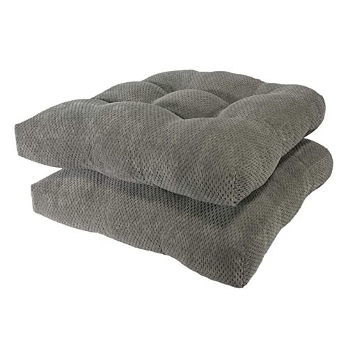 Chair Cushions | Set of 2, Memory Foam, Non-Skid Backing, 15.5" x 15.5", Charcoal