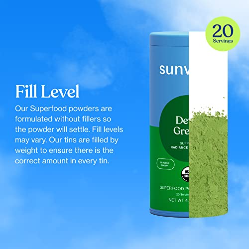 Sunwink Detox Powdered Greens - Organic Greens SuperFood Powder for Debloat - Super Greens Powder w/Celery, Dandelion, Spirulina - Daily Greens Powder for Gentle Detox - 4.2 oz (20 Servings)