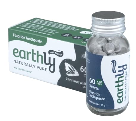 Toothpaste | Charcoal Whitening, Cool Mint, Fluoride - 90 Tablets