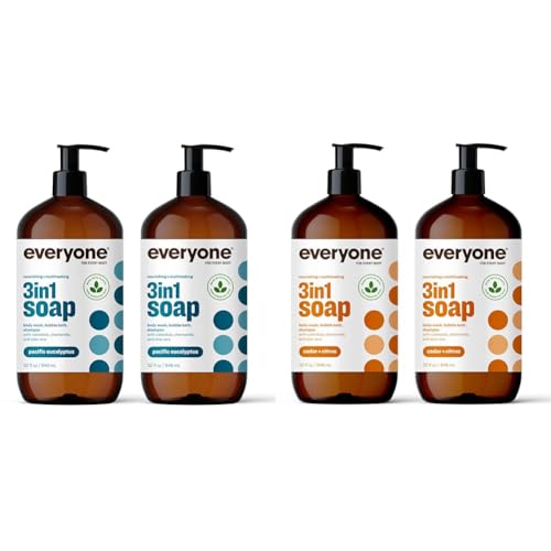 Everyone 3-in-1 Soap, Body Wash, Bubble Bath, Shampoo, 32 Ounce (Pack of 2), Pacific Eucalyptus & 3-in-1 Soap, Body Wash, Bubble Bath, Shampoo, 32 Ounce (Pack of 2), Cedar and Citrus