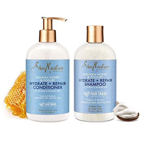 SheaMoisture Hydrate & Repair conditioner For Damaged Hair Manuka Honey & Yogurt Shea Butter Shampoo and Conditioner 13 Fl.oz