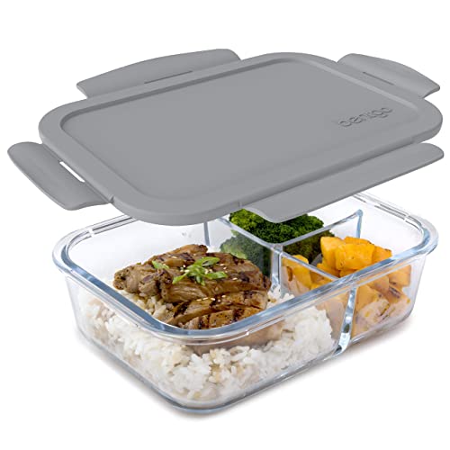 Food Storage Container | Leak-Proof, 5 Cup Capacity, Divided 3-Compartment Design