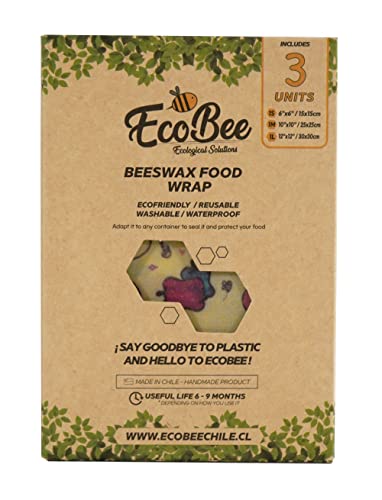 Beeswax Food Wrap Set | 6 Pack, Reusable, Eco-Friendly, Plastic-Free, Washable