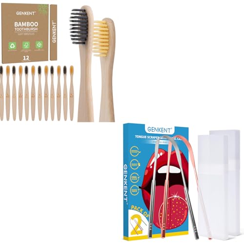 Tongue Scraper | 2 Pack, Stainless Steel  
Toothbrushes | Bamboo, 12 Count