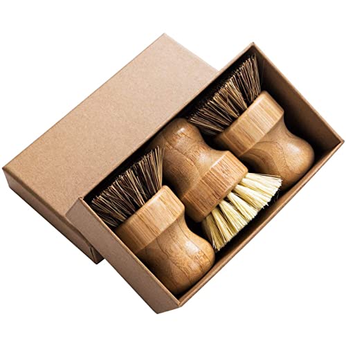 Cleaning Brush | 3 Pack, Durable Bamboo, Natural Scrubber