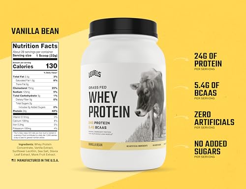 Whey Protein Powder | Grass Fed, 24g Protein, Vanilla Bean, 2 lb