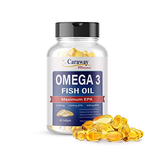 Omega-3 Fish Oil Capsules | 2000mg, 1000mg EPA, 500mg DHA, Burpless, Non-GMO