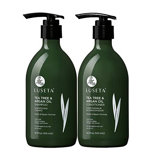 Shampoo & Conditioner Set | Tea Tree & Argan Oil, 2x16.9 oz, Sulfate & Paraben Free