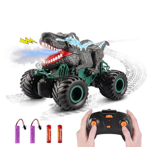 Remote Control Dinosaur Truck | LED Light, Sound Spray Function, 1:20 Scale