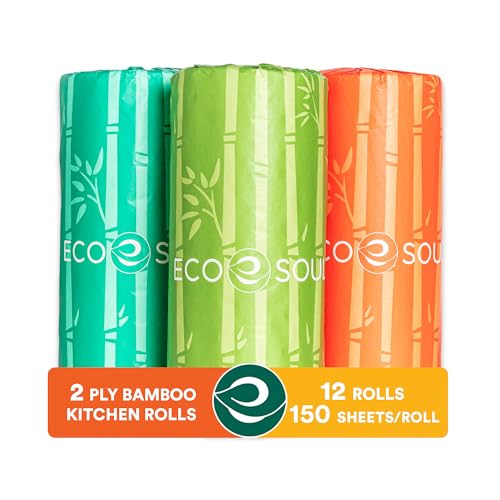 Bamboo Paper Towel | Set of 12 Rolls, 150 Sheets per Roll, Ultra Absorbent, Eco-Friendly