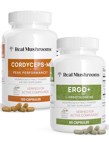 Mushroom Supplement | Ergothioneine & Cordyceps, 60ct & 120ct Bundle