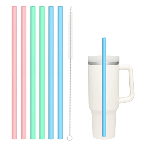 Silicone Straw Set | 6 Pack, Compatible with 30 oz & 40 oz Tumblers, Includes Cleaning Brush