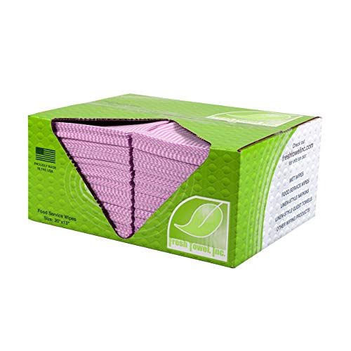 Reusable Paper Towels | 1/4 Fold, 13 x 20 inches, Pink Straight Line Pattern, 200 Count