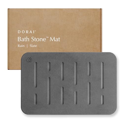 Bath Mat | Luxury Stone, Non-Slip Surface, Modern Design, Rubberized Bottom Pad