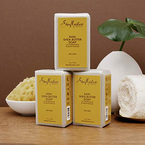 SheaMoisture Face and Body Bar Soap for Dry Skin with Paraben Free, Raw Shea Butter, Myrhh, 8 Ounce, (Pack of 3)