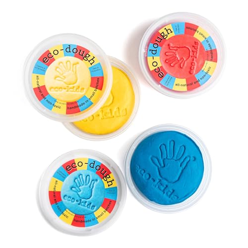 Eco-Kids Reusable Eco-Dough (Set of 3) – Red, Yellow, & Blue Plant Based & Food Grade Colors – Smooth, Pliable Modeling Compound for Arts & Crafts Play - Safe & Non-Toxic– Made in The USA - Ages 6+