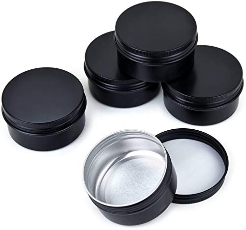 Cosmetic Containers | 12 Pack, 3 oz Black Round Aluminum Tins