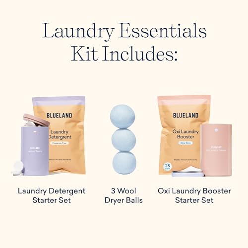 Laundry Essentials Kit | Plastic-Free Detergent Tablets, Oxi Booster, Wool Dryer Balls