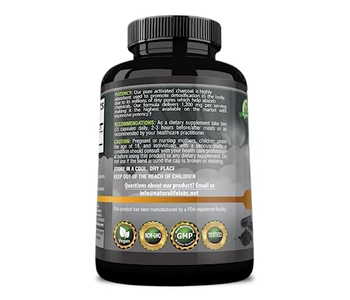 Activated Charcoal Capsules | 1,200 mg, 100 Vegan Capsules, Promotes Detoxification