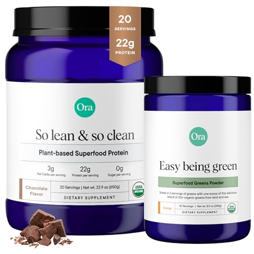 Greens Powder | 20+ Superfood Blend, Citrus Flavor, 30 Servings + Vegan Protein, 22g, Chocolate Flavor, 20 Servings