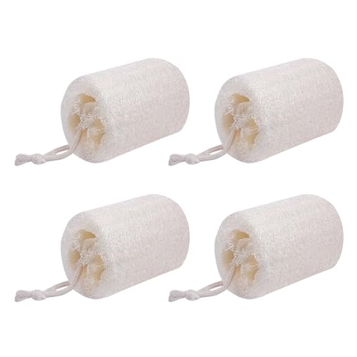 Loofah Sponge Set | 4 Pack, 4" Natural Exfoliating Body Scrubber