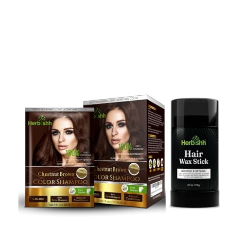 Hair Color Shampoo | Chestnut Brown, Includes Hair Wax Stick