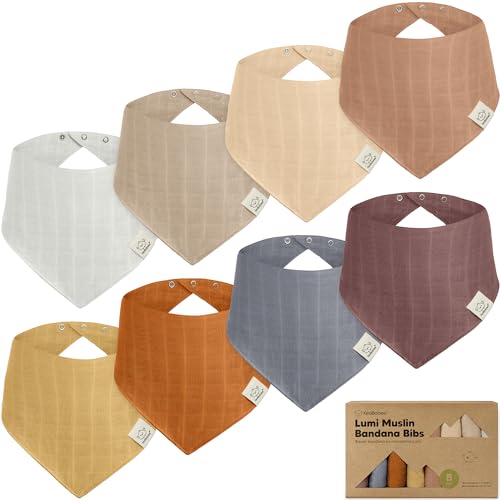 Baby Bibs | 8-Pack, Muslin, Drooling and Teething