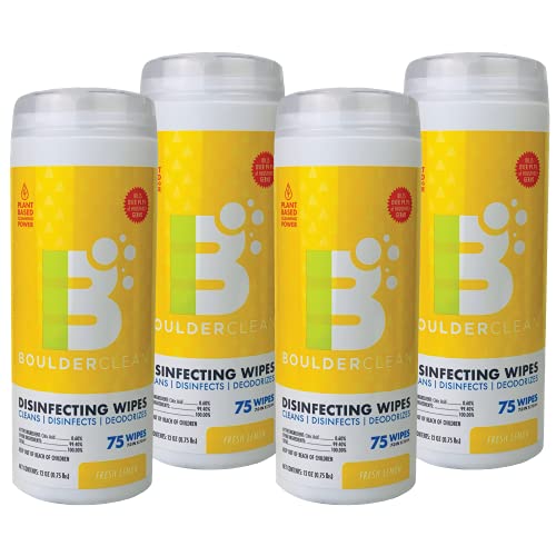 Disinfecting Wipes | Fresh Lemon Scent, 75 Count, Plant-Based, Kills 99.9% of Germs