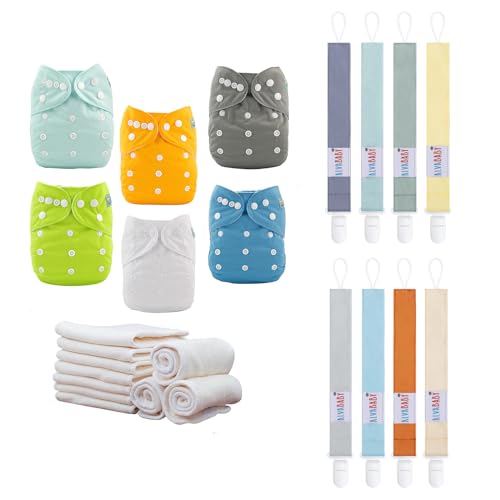 Baby Cloth Diapers | 6 Pack Includes 12 Inserts.