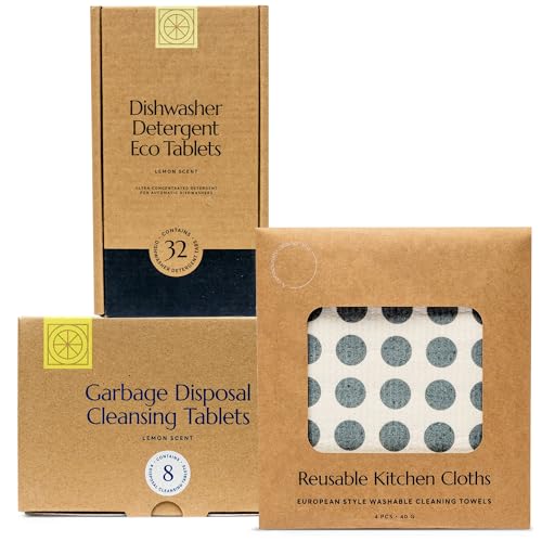 Garbage Disposal Cleaner | Dishwasher Pods, Reusable Kitchen Cloth Bundle