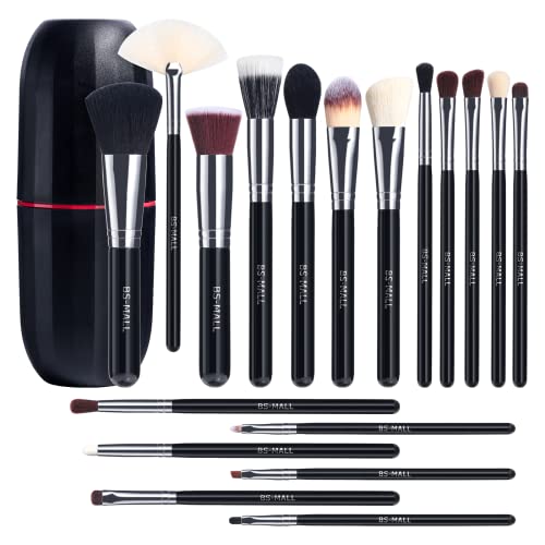 Makeup Brush Set | 18 Pcs, Synthetic, Includes Foundation, Powder, Concealers, Eyeshadows, Black Color