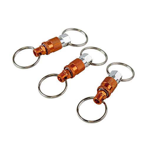 Pull Apart Coupler Keychain | 3 Pack, 2 Split Rings, Unisex-Adult, Orange