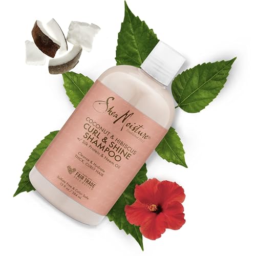 SheaMoisture Curl and Shine Coconut Shampoo Coconut and Hibiscus for Curly Hair Paraben Free Shampoo 13 oz