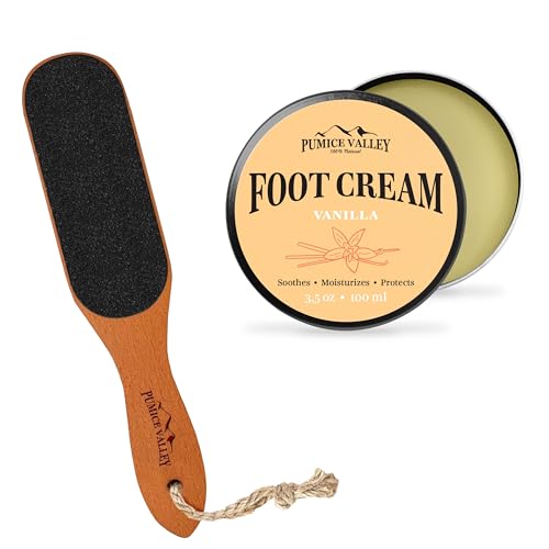 Foot Care Set | Pumice Stone, Wooden Scrubber, Vanilla Lotion - 3.5 oz